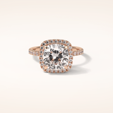 3 CT Cushion Shaped Halo & Pave Moissanite Engagement Ring