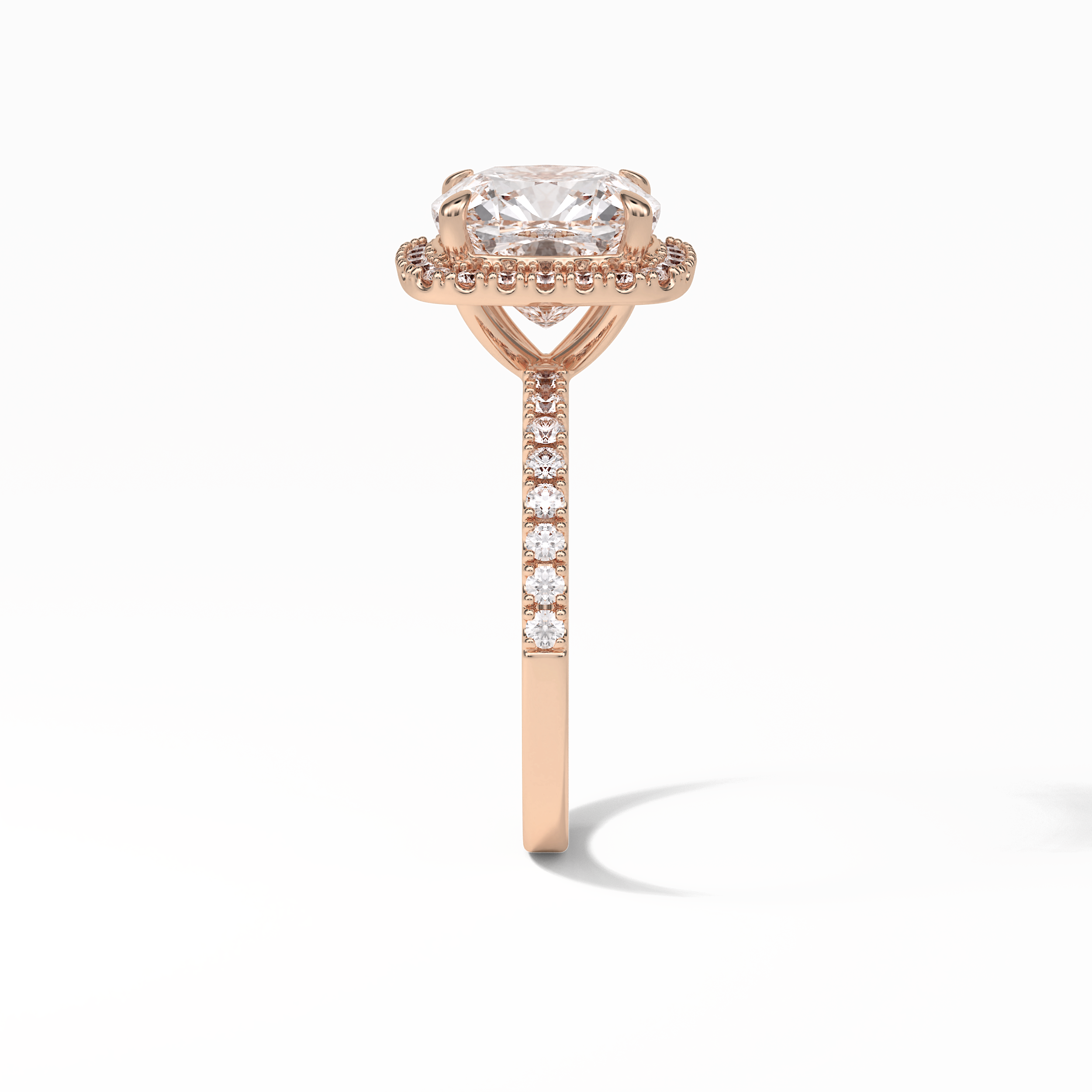 Cushion Pave & Halo Lab Grown Diamond Engagement Ring