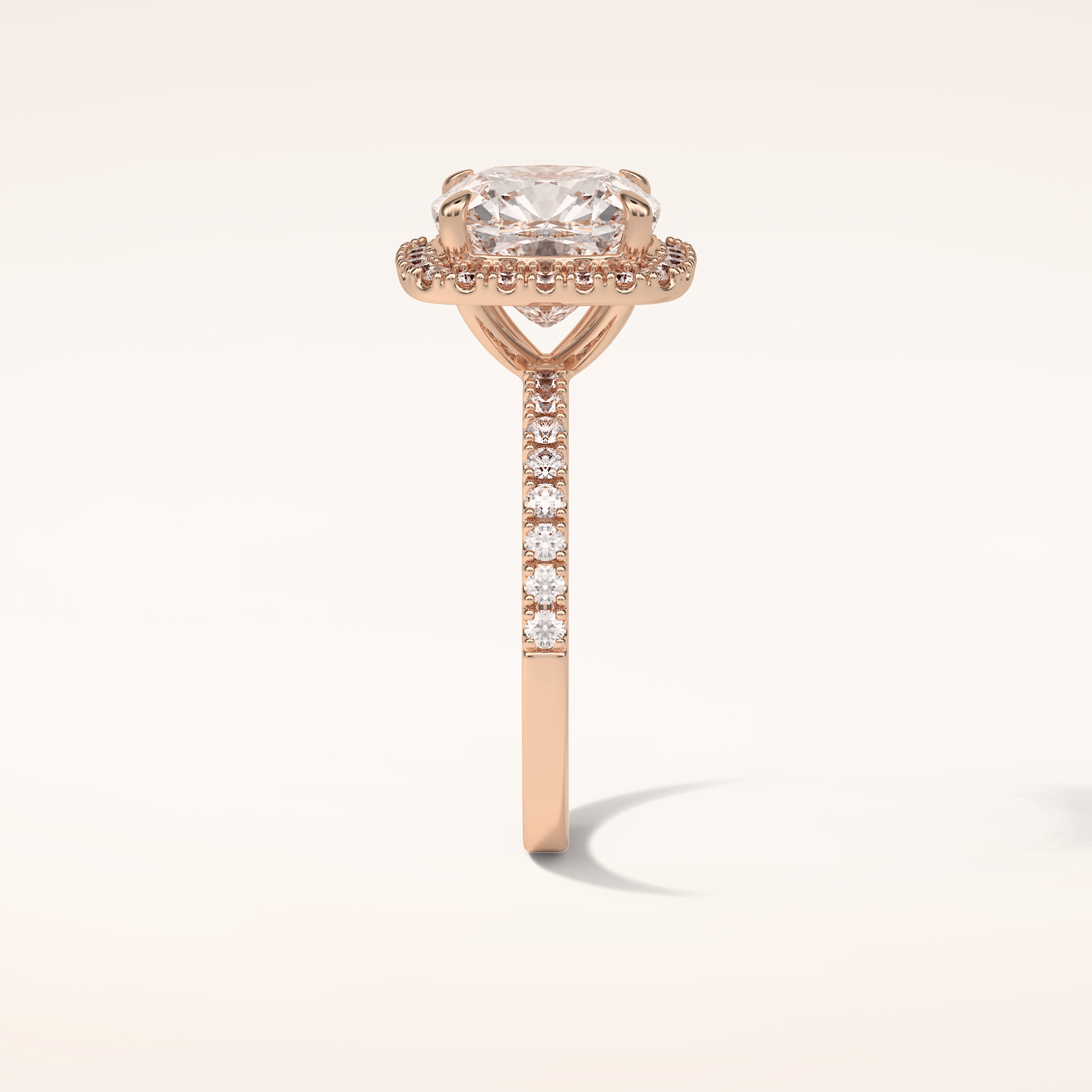 3 CT Cushion Shaped Halo & Pave Moissanite Engagement Ring