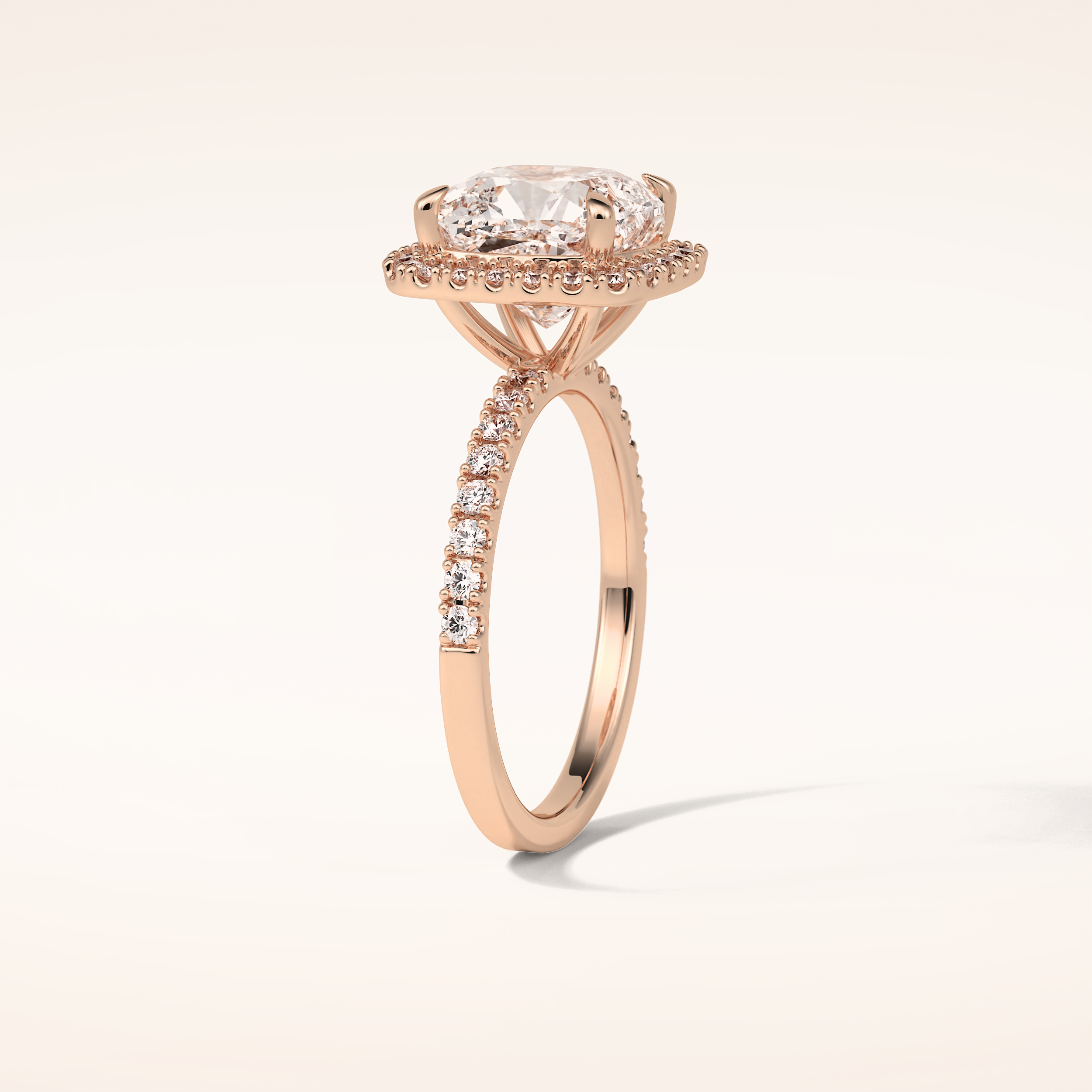 3 CT Cushion Shaped Halo & Pave Moissanite Engagement Ring