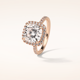 3 CT Cushion Shaped Halo & Pave Moissanite Engagement Ring