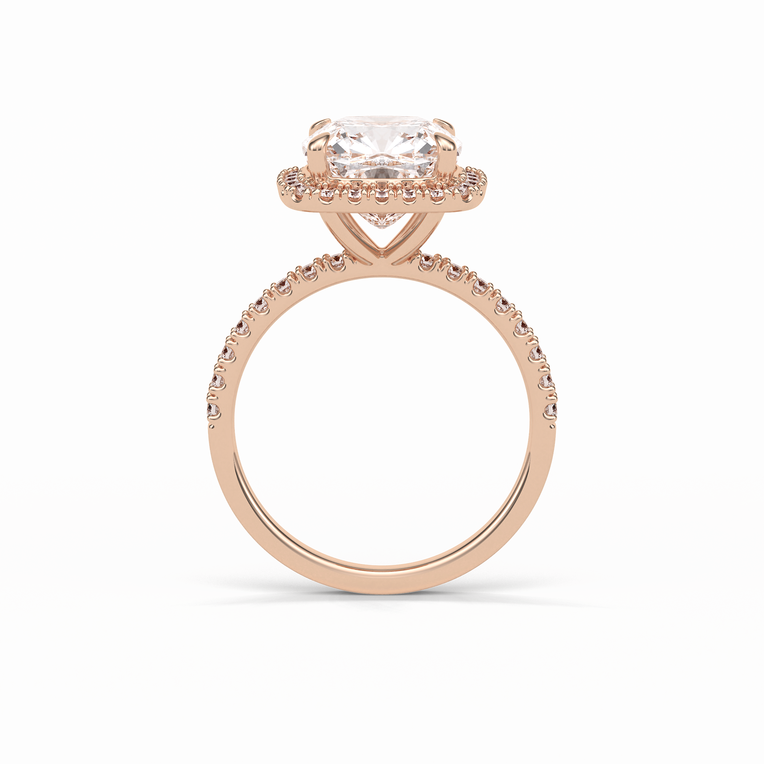 Cushion Pave & Halo Lab Grown Diamond Engagement Ring