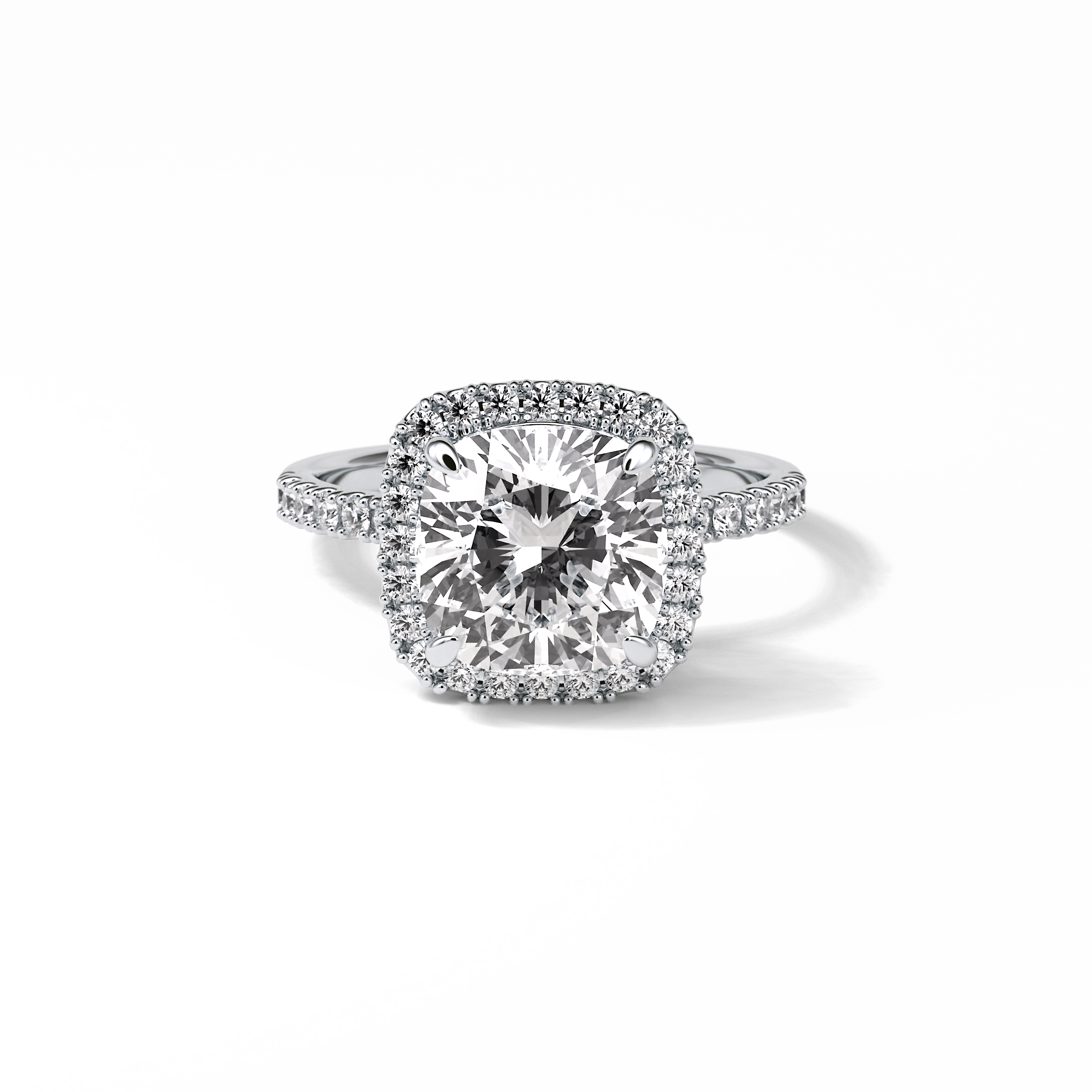 Cushion Pave & Halo Lab Grown Diamond Engagement Ring