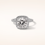 3 CT Cushion Shaped Halo & Pave Moissanite Engagement Ring