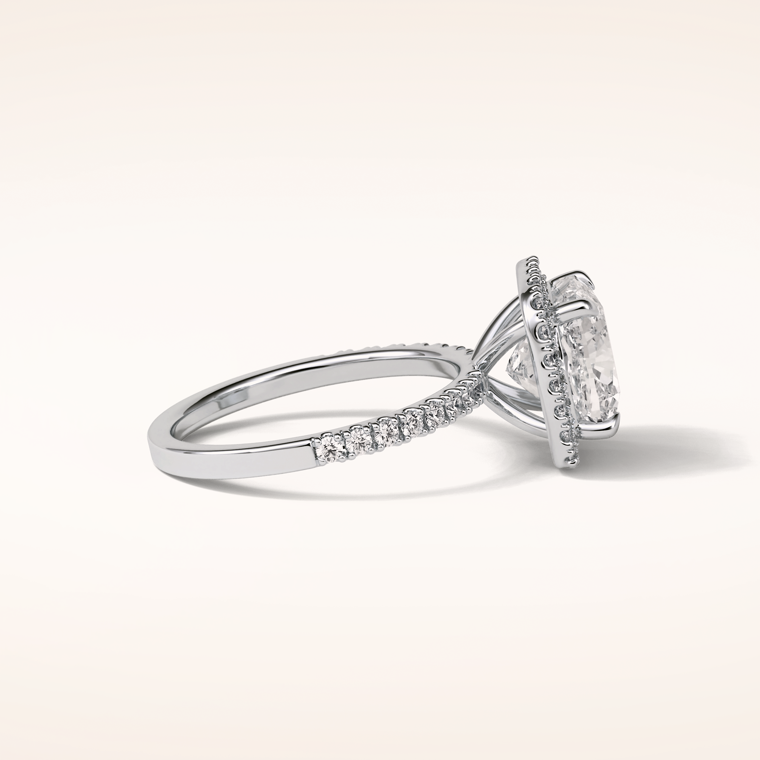 3 CT Cushion Shaped Halo & Pave Moissanite Engagement Ring