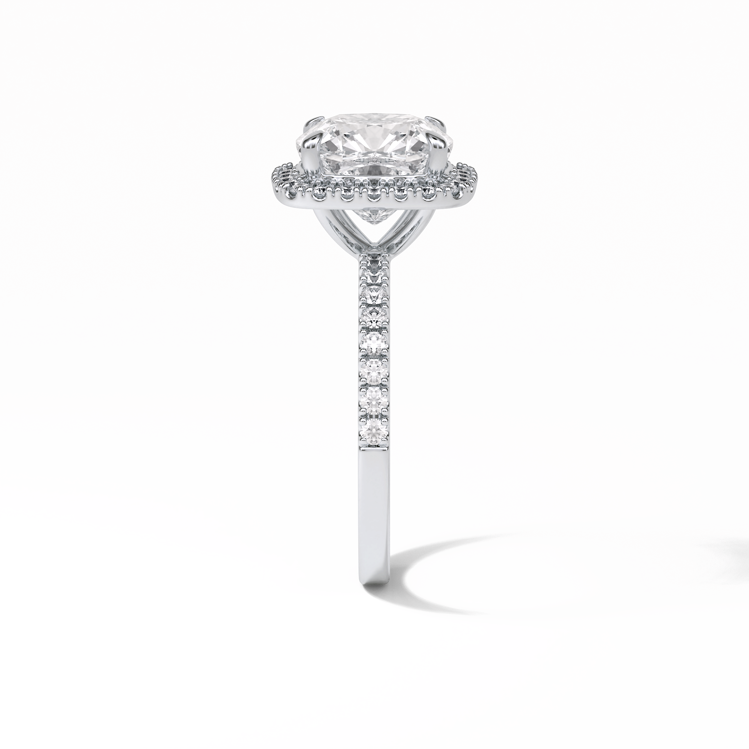 Cushion Pave & Halo Lab Grown Diamond Engagement Ring