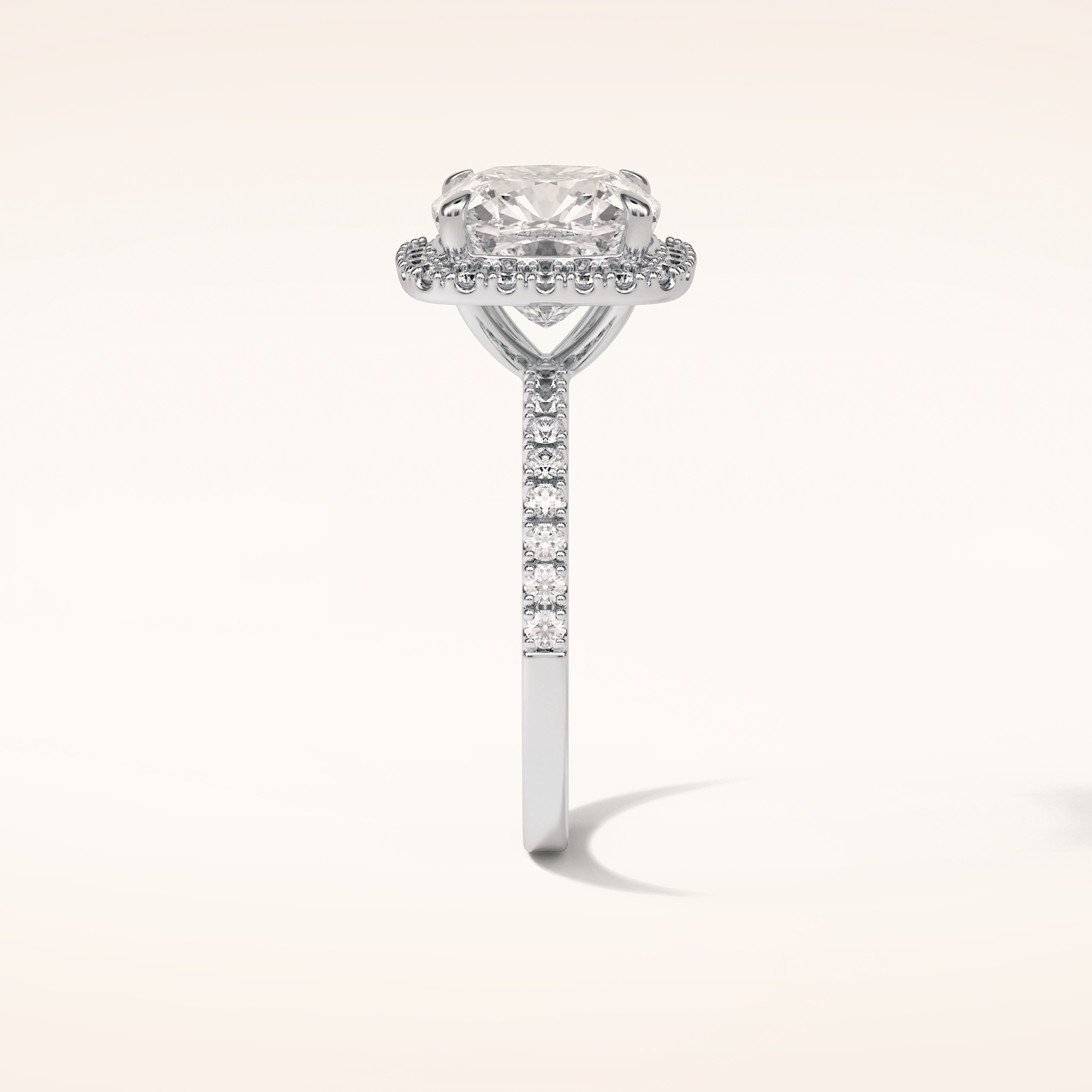 3 CT Cushion Shaped Halo & Pave Moissanite Engagement Ring