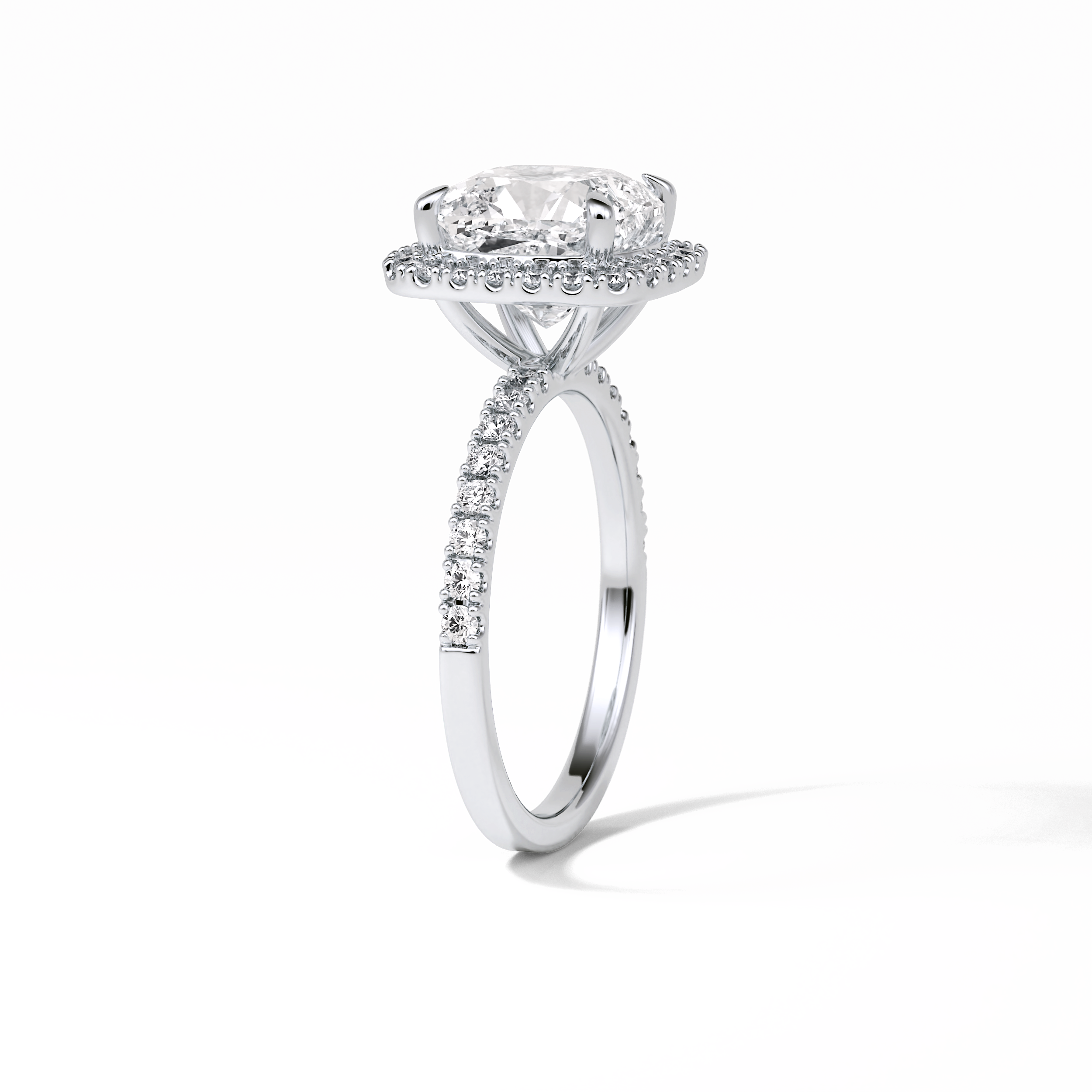 Cushion Pave & Halo Lab Grown Diamond Engagement Ring