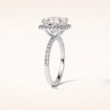 3 CT Cushion Shaped Halo & Pave Moissanite Engagement Ring