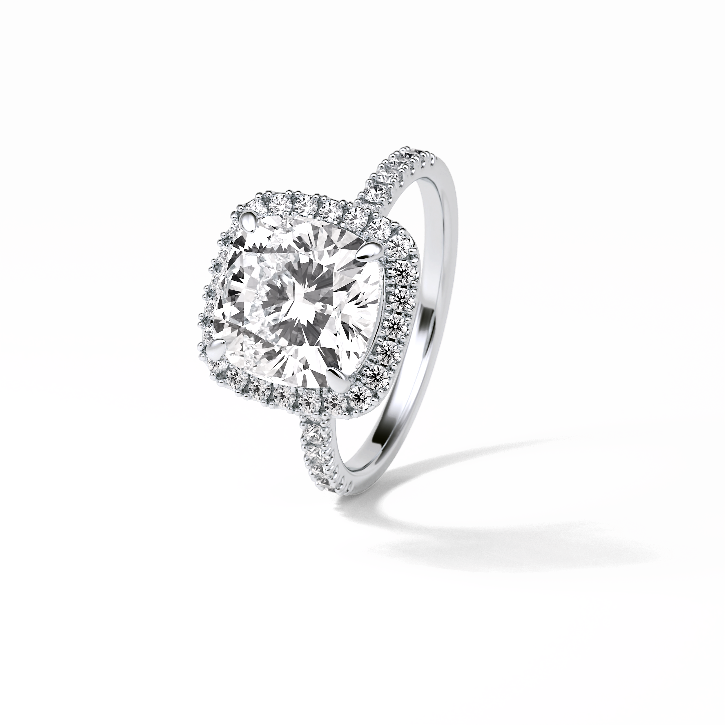 Cushion Pave & Halo Lab Grown Diamond Engagement Ring