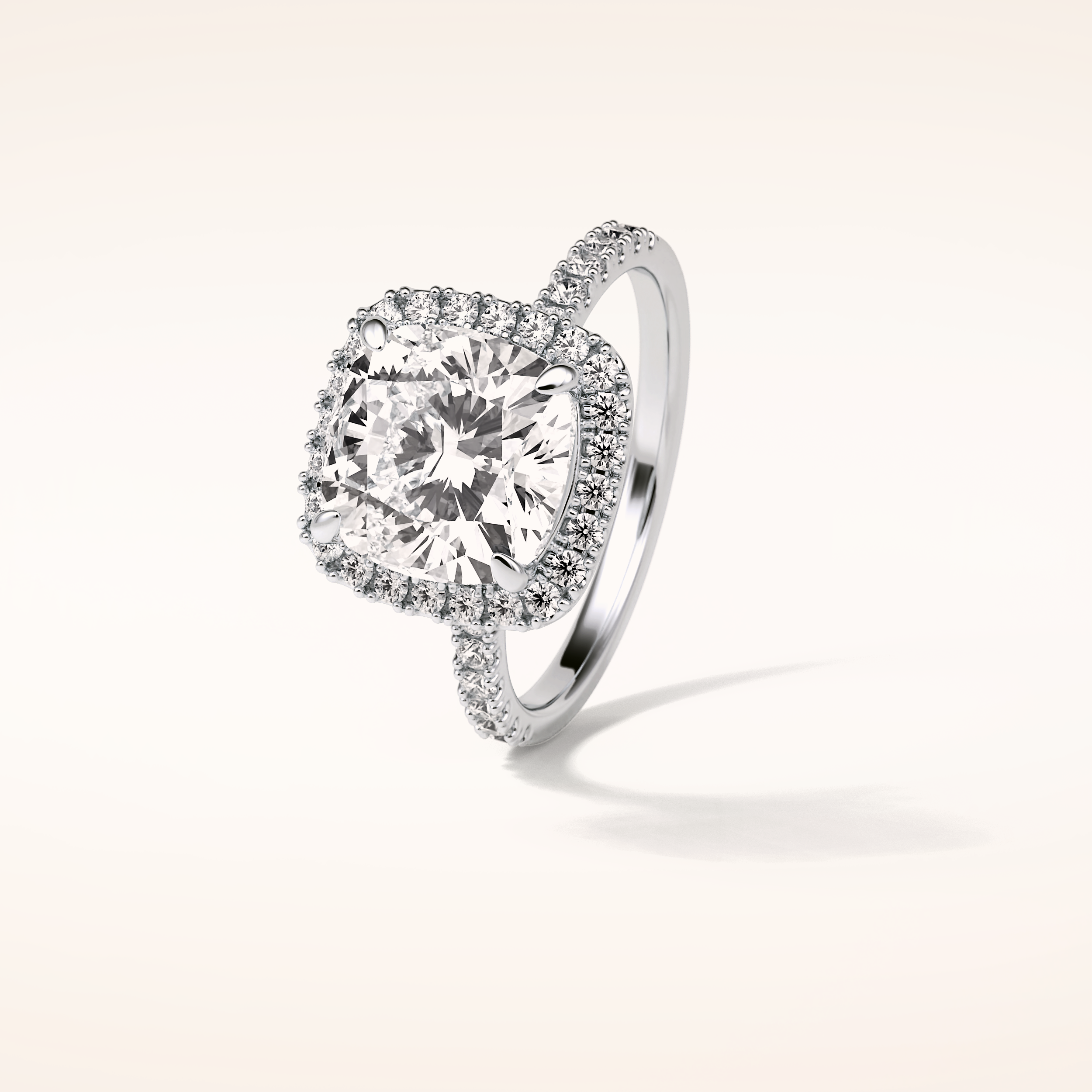 3 CT Cushion Shaped Halo & Pave Moissanite Engagement Ring