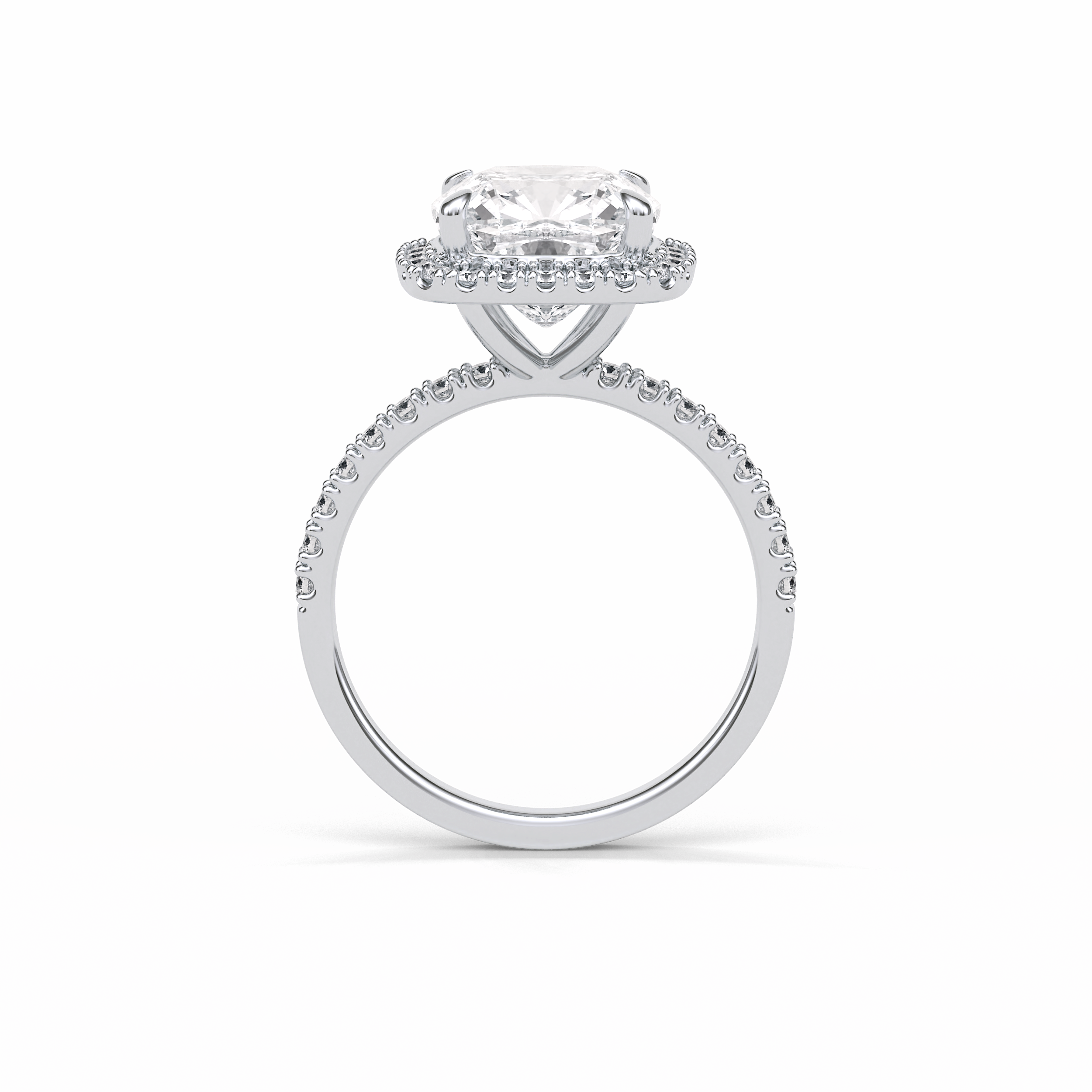 Cushion Pave & Halo Lab Grown Diamond Engagement Ring