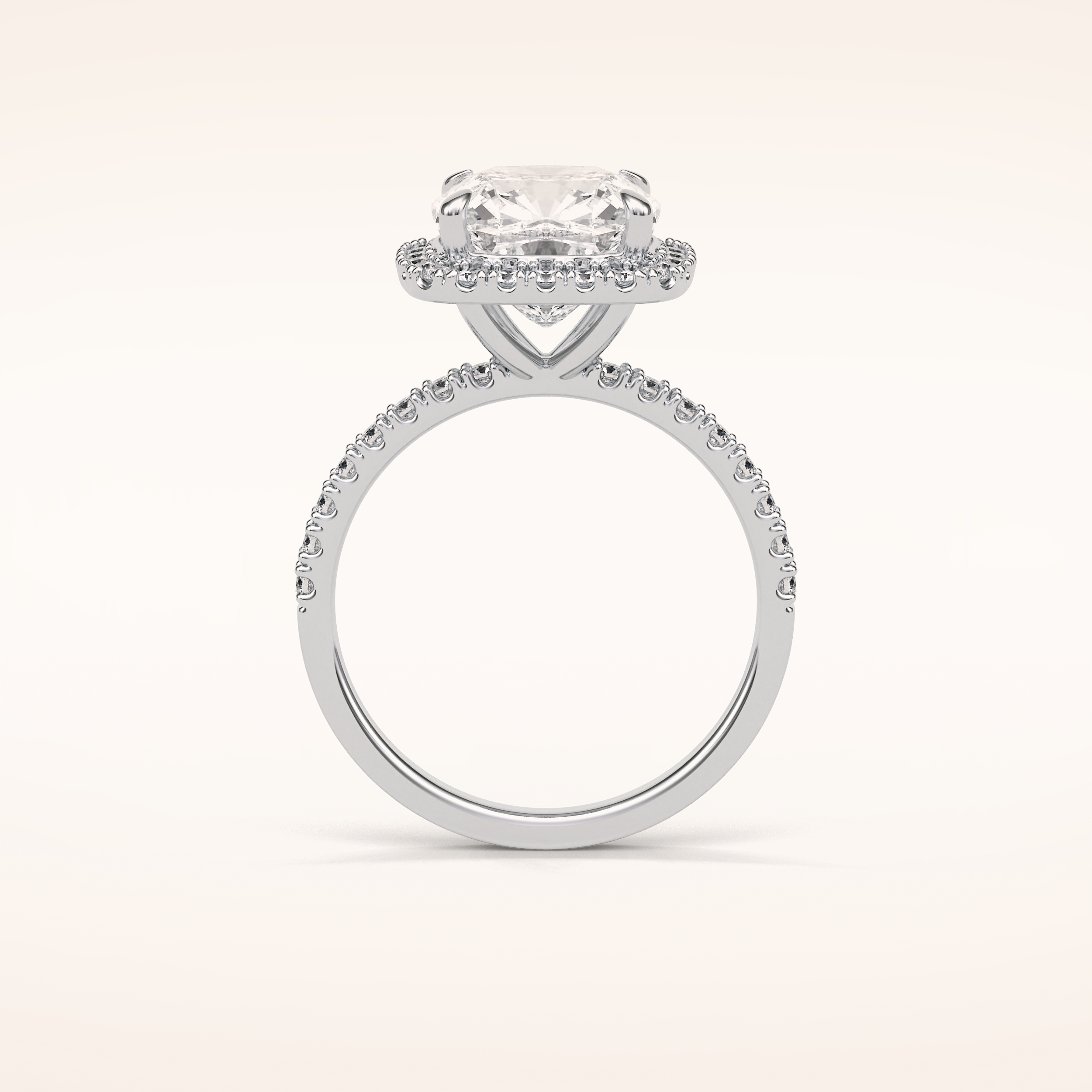 3 CT Cushion Shaped Halo & Pave Moissanite Engagement Ring