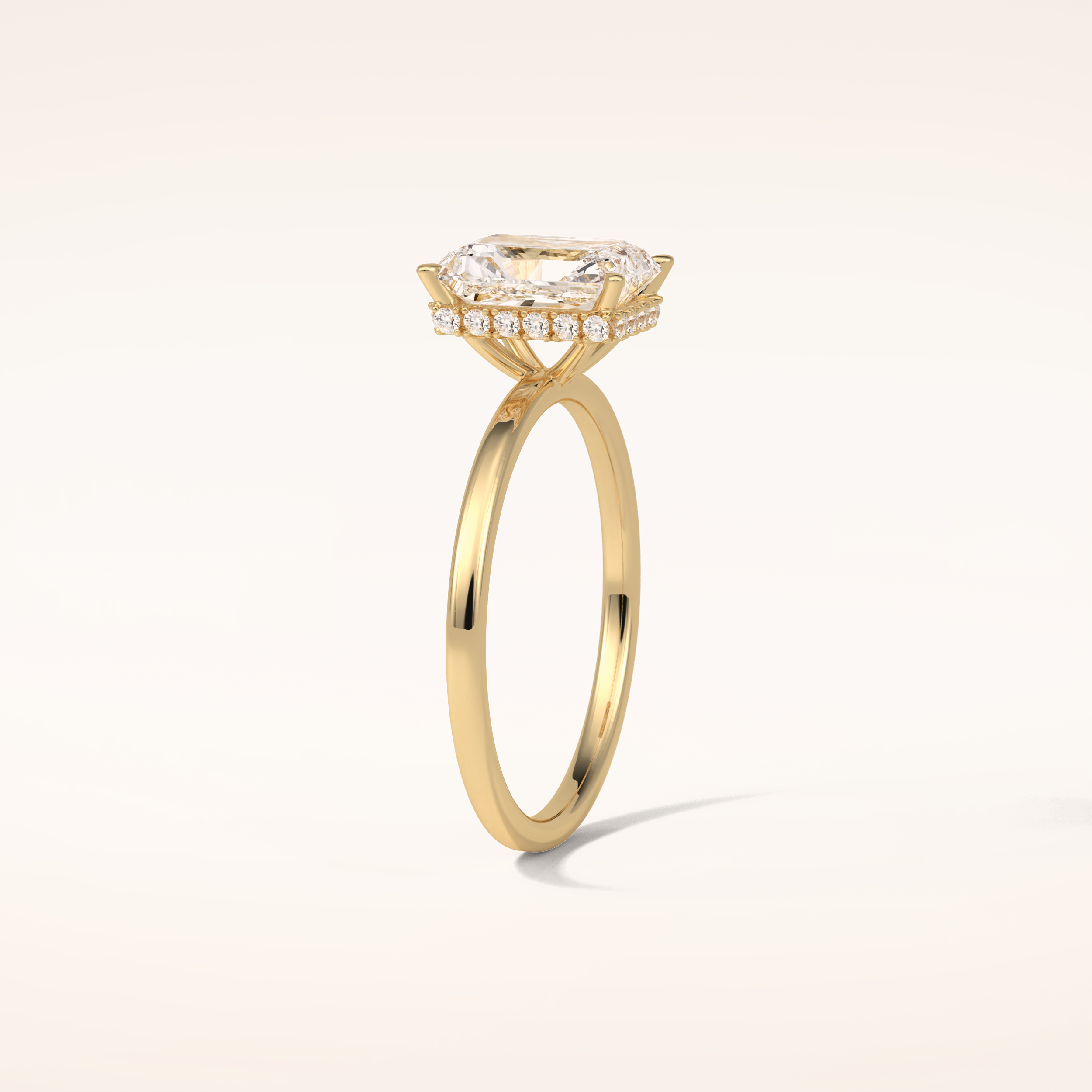 1.67 CT Radiant Shaped Hidden Halo Moissanite Engagement Ring