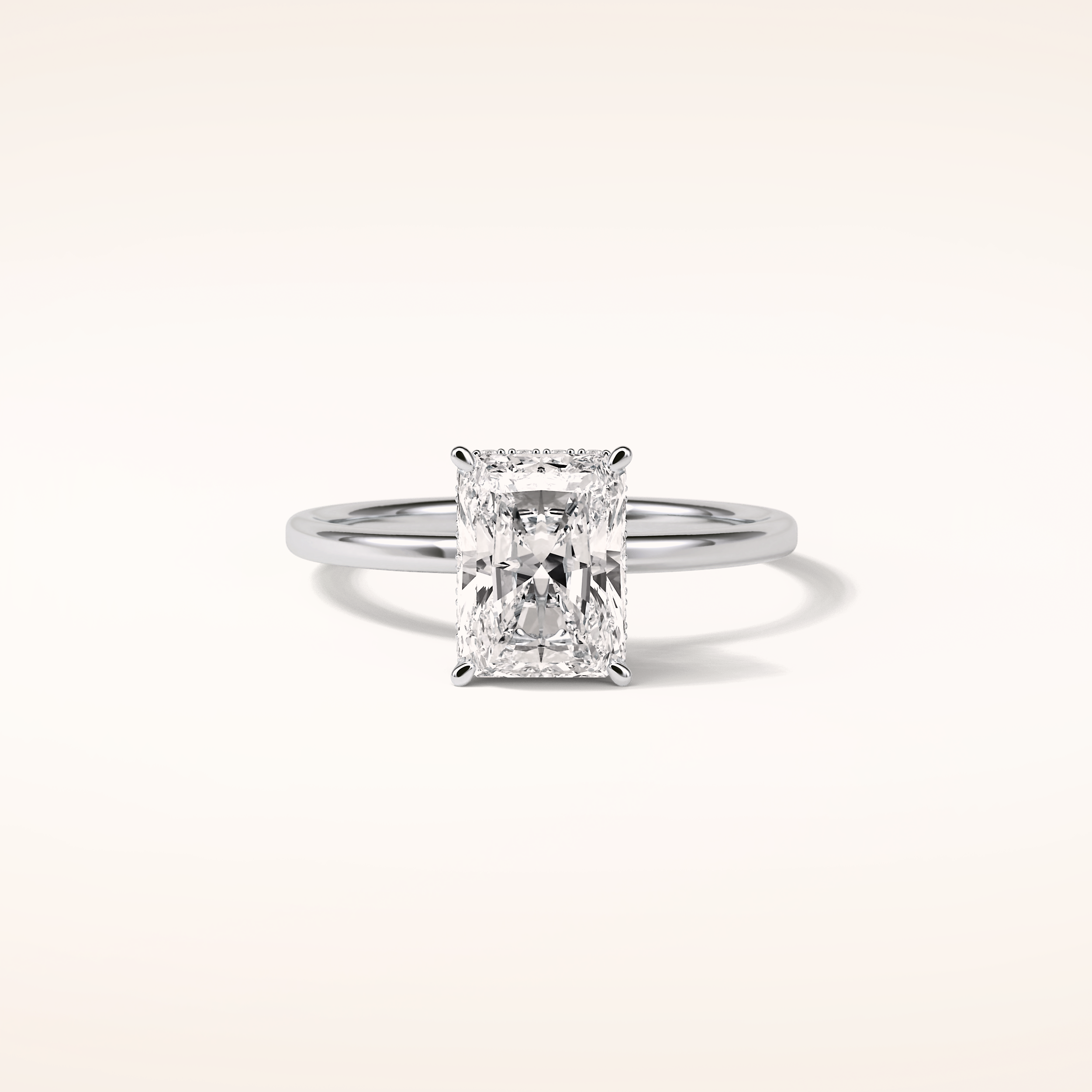 1.67 CT Radiant Shaped Hidden Halo Moissanite Engagement Ring