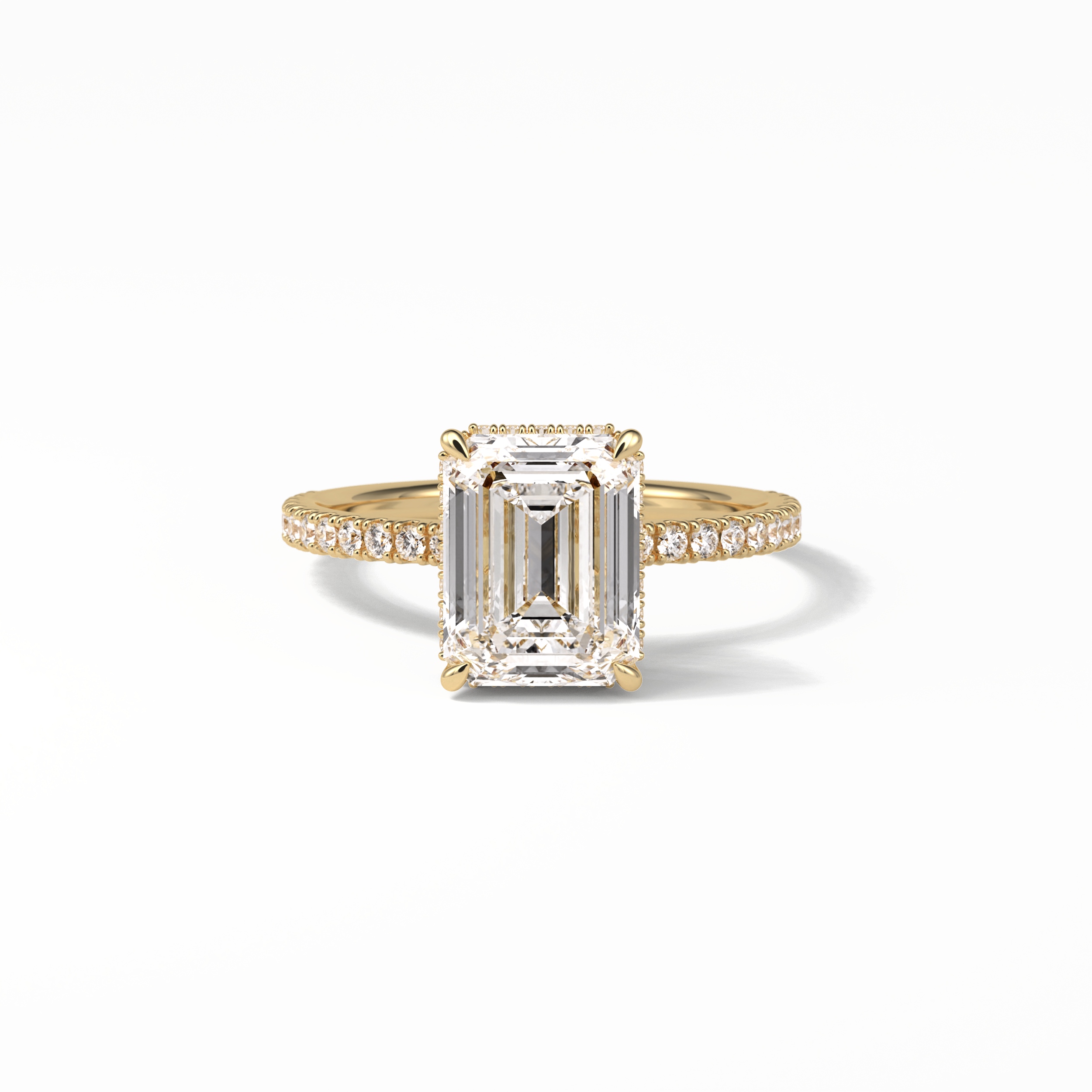 Emerald Hidden Halo & Pave Lab Grown Diamond Engagement Ring