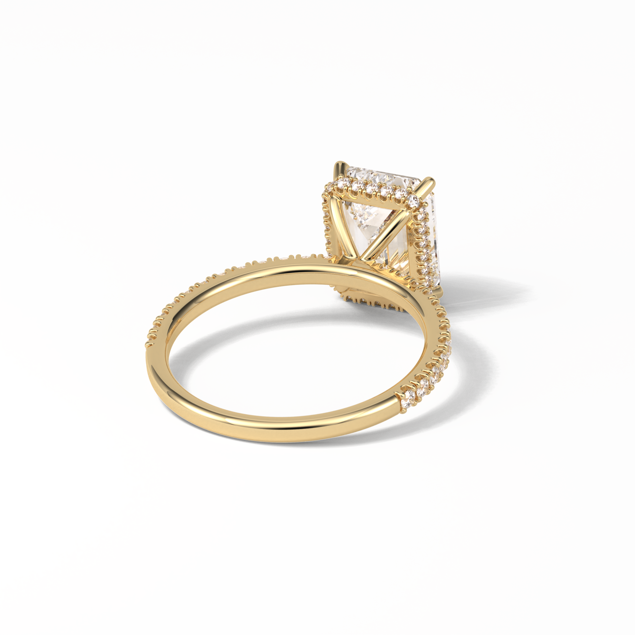Emerald Hidden Halo & Pave Lab Grown Diamond Engagement Ring