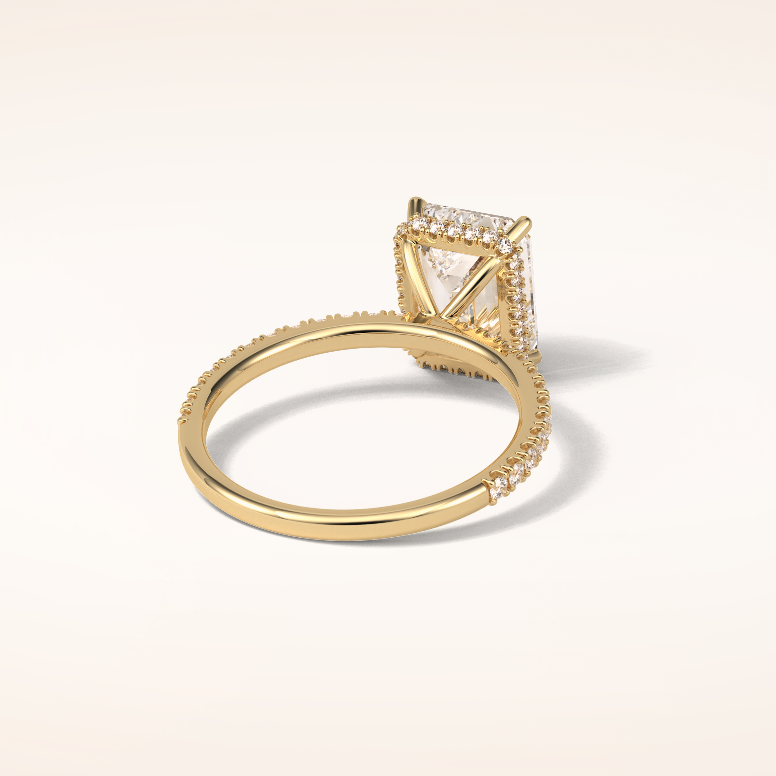 2.30 CT Emerald Shaped Pave Moissanite Engagement Ring