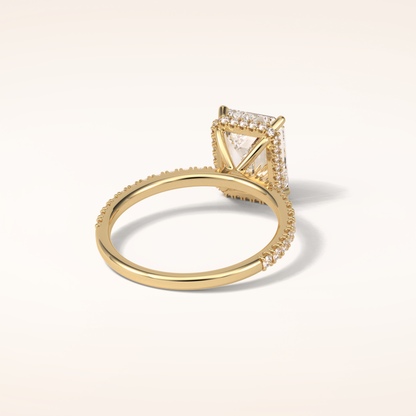 2.30 CT Emerald Shaped Pave Moissanite Engagement Ring