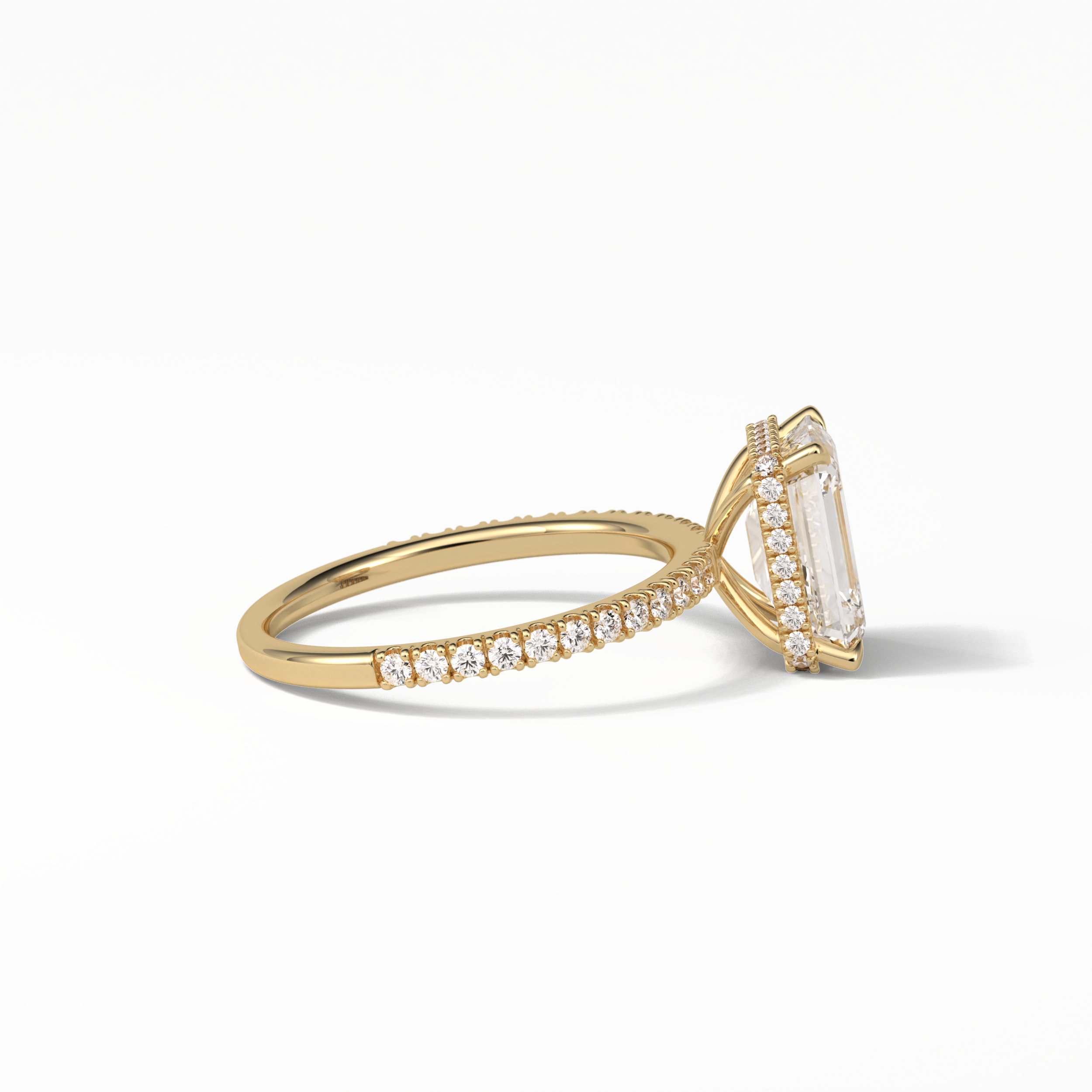 Emerald Hidden Halo & Pave Lab Grown Diamond Engagement Ring