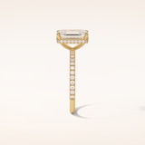 2.30 CT Emerald Shaped Pave Moissanite Engagement Ring