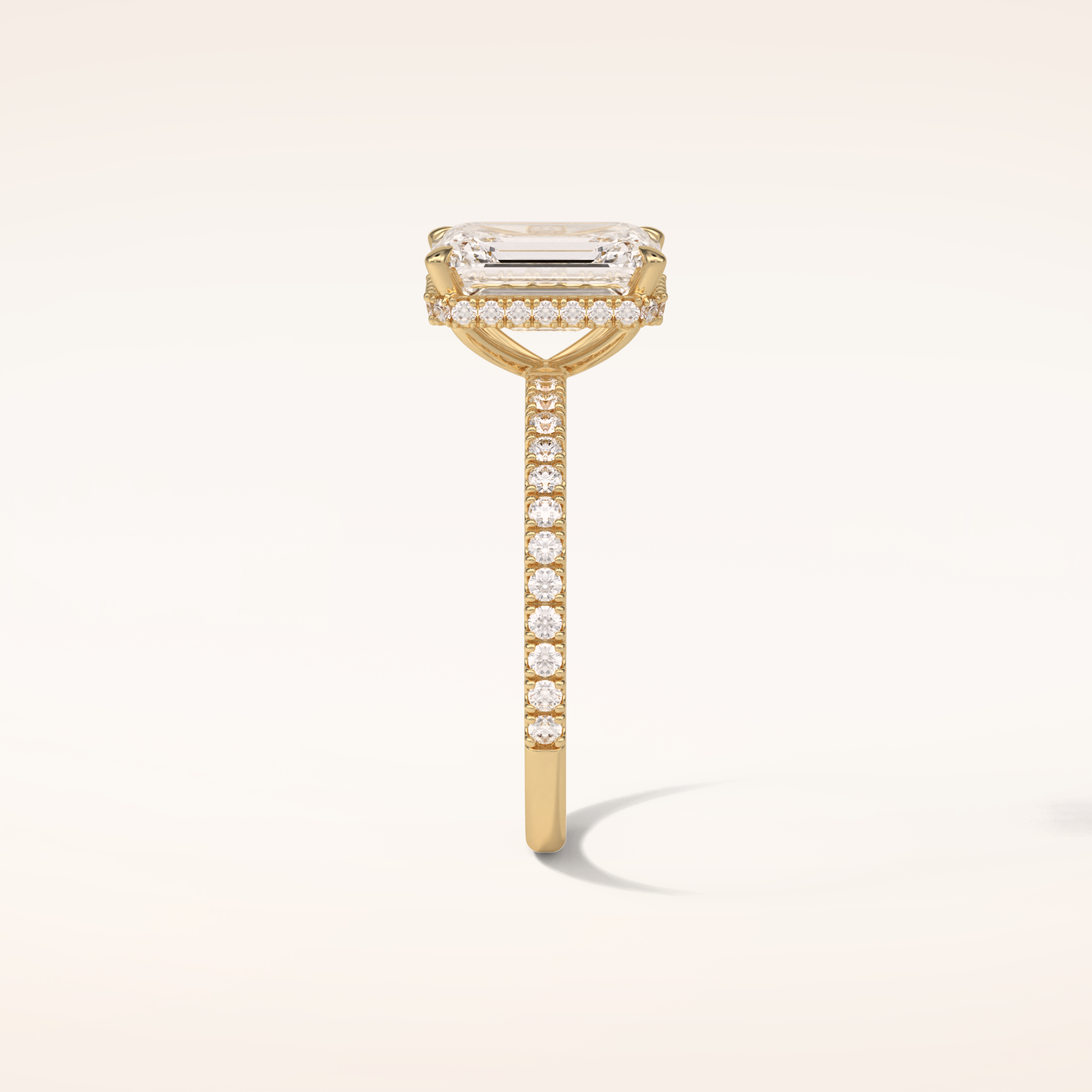 2.30 CT Emerald Shaped Pave Moissanite Engagement Ring