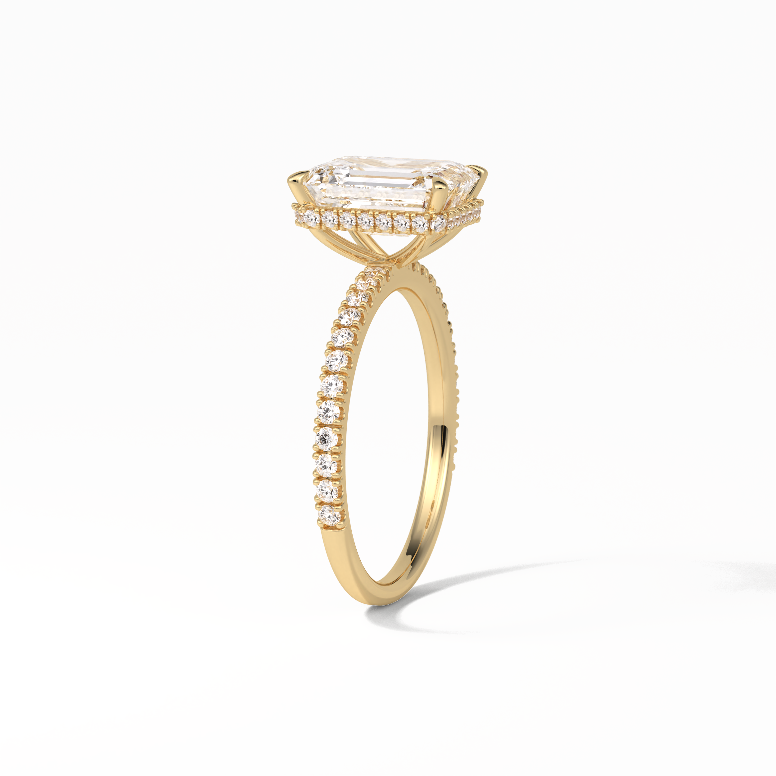 Emerald Hidden Halo & Pave Lab Grown Diamond Engagement Ring