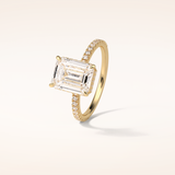 2.30 CT Emerald Shaped Pave Moissanite Engagement Ring