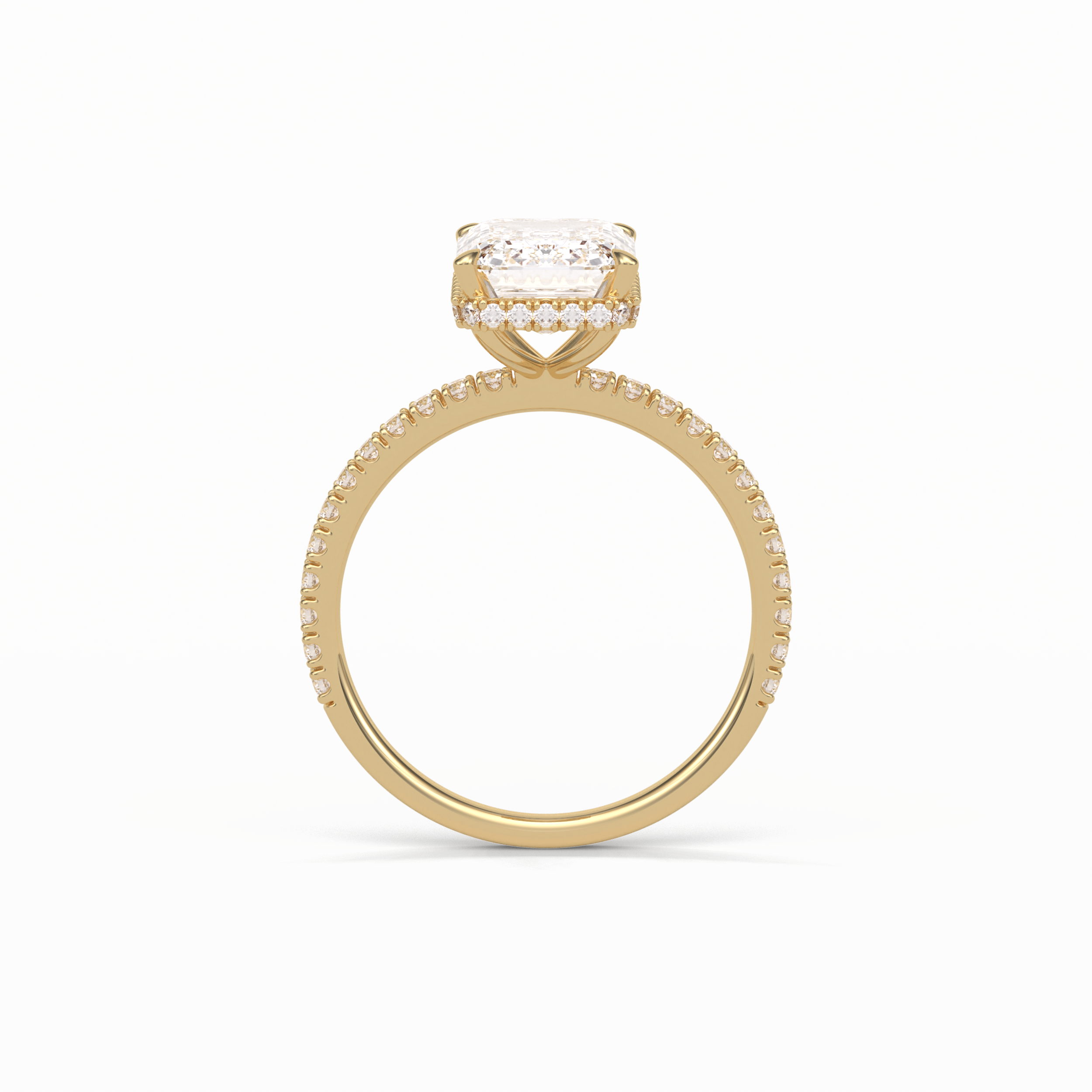 Emerald Hidden Halo & Pave Lab Grown Diamond Engagement Ring