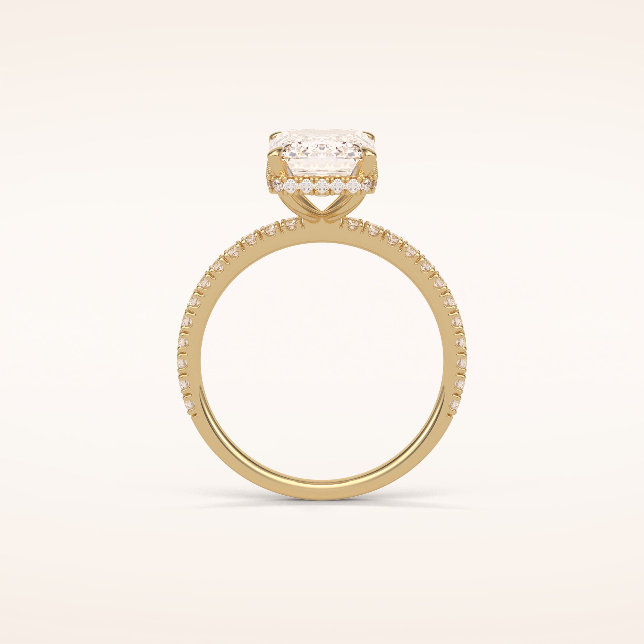 2.30 CT Emerald Shaped Pave Moissanite Engagement Ring