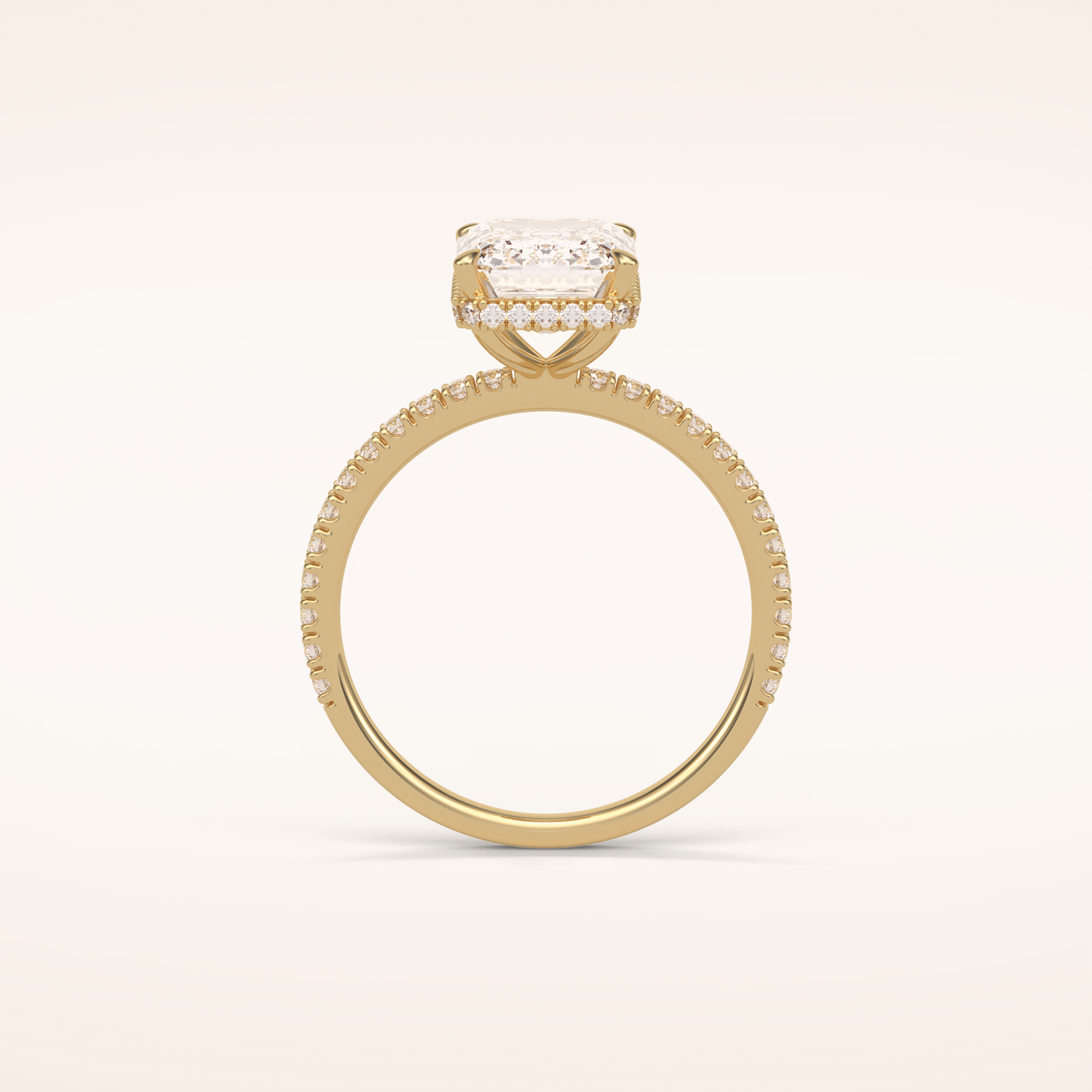 2.30 CT Emerald Shaped Pave Moissanite Engagement Ring