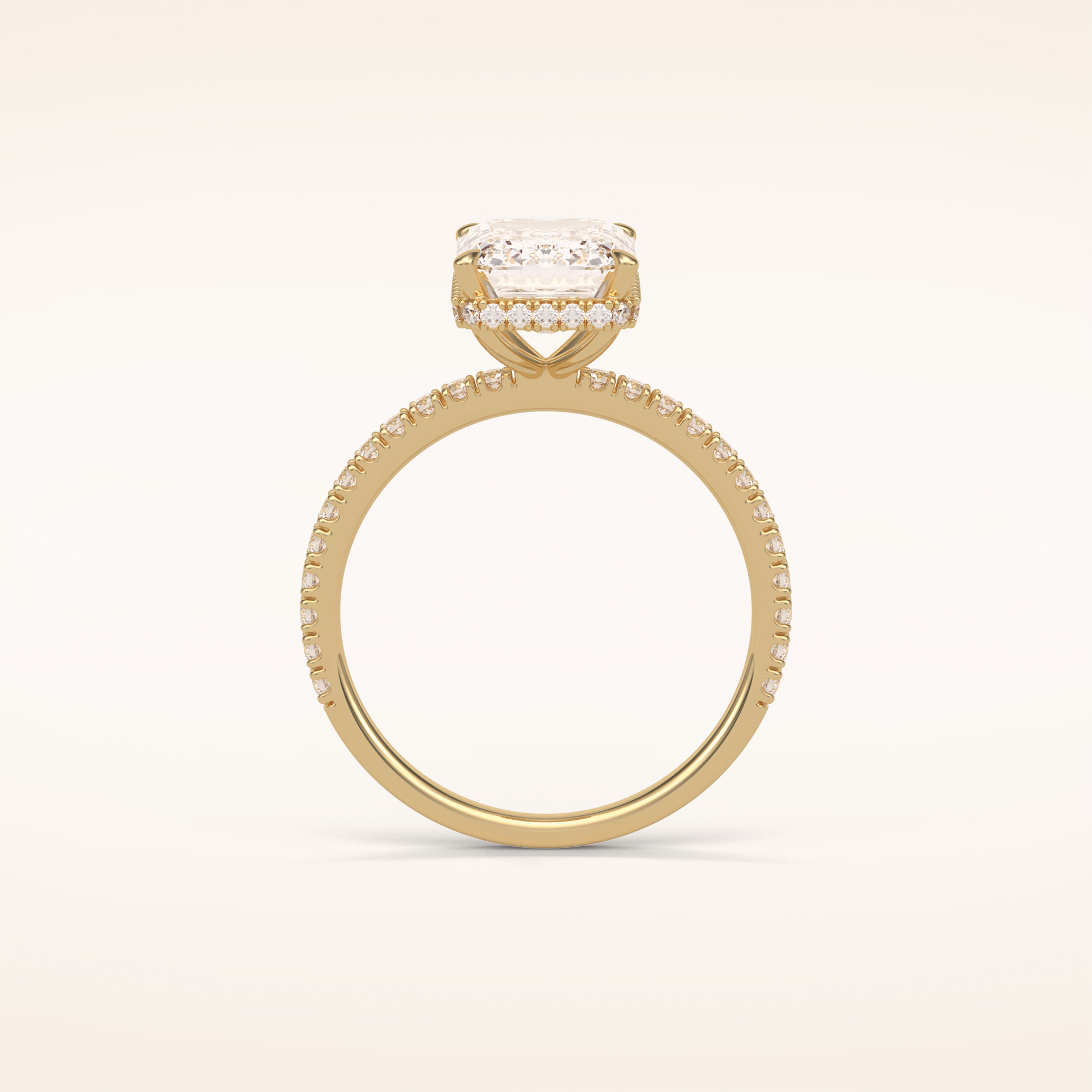 2.30 CT Emerald Shaped Pave Moissanite Engagement Ring