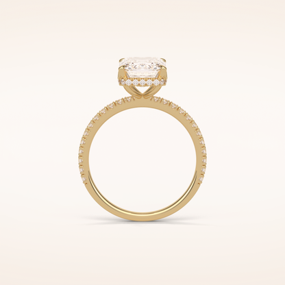 2.30 CT Emerald Shaped Pave Moissanite Engagement Ring