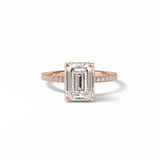 Emerald Hidden Halo & Pave Lab Grown Diamond Engagement Ring