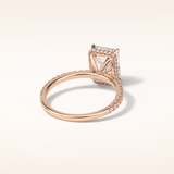 2.30 CT Emerald Shaped Pave Moissanite Engagement Ring