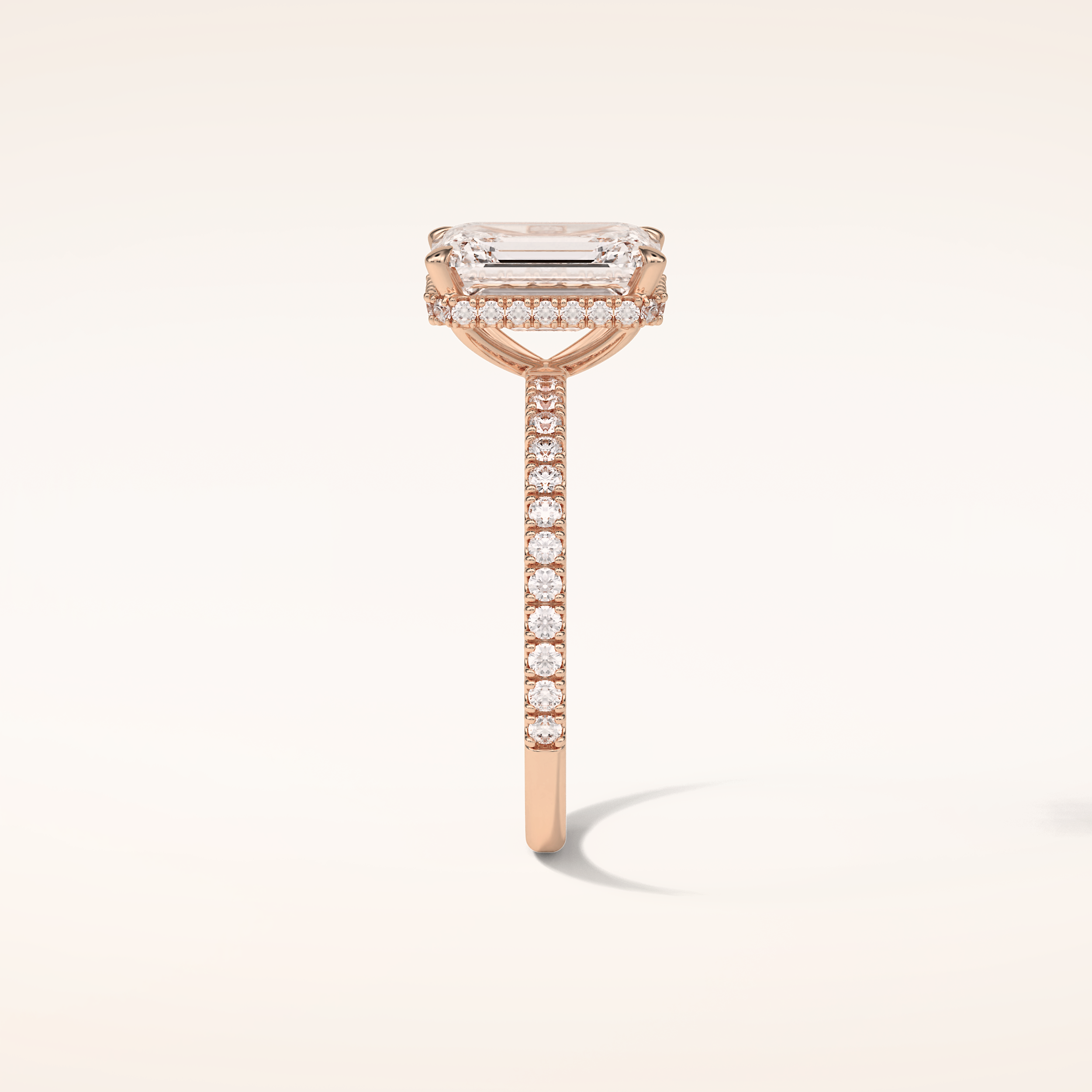 2.30 CT Emerald Shaped Pave Moissanite Engagement Ring