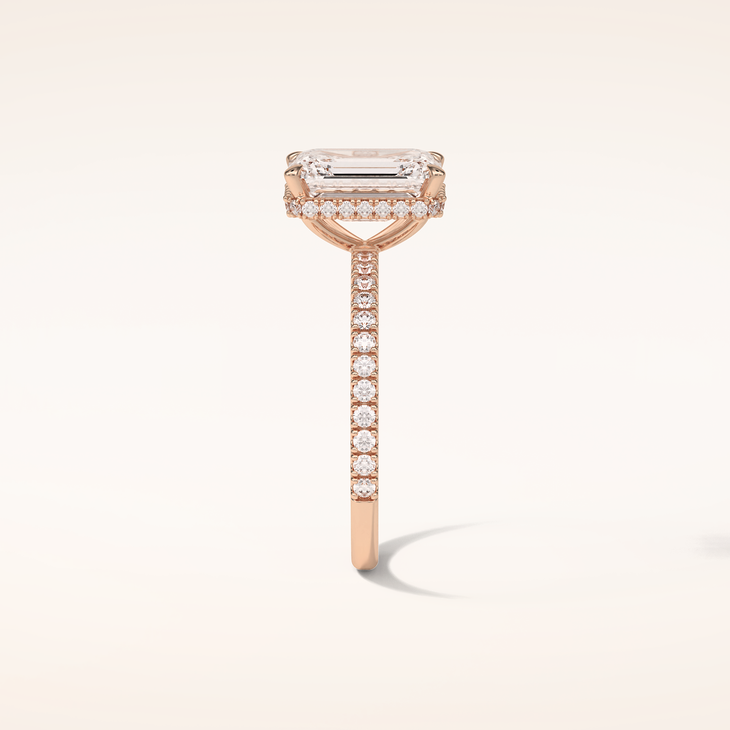 2.30 CT Emerald Shaped Pave Moissanite Engagement Ring