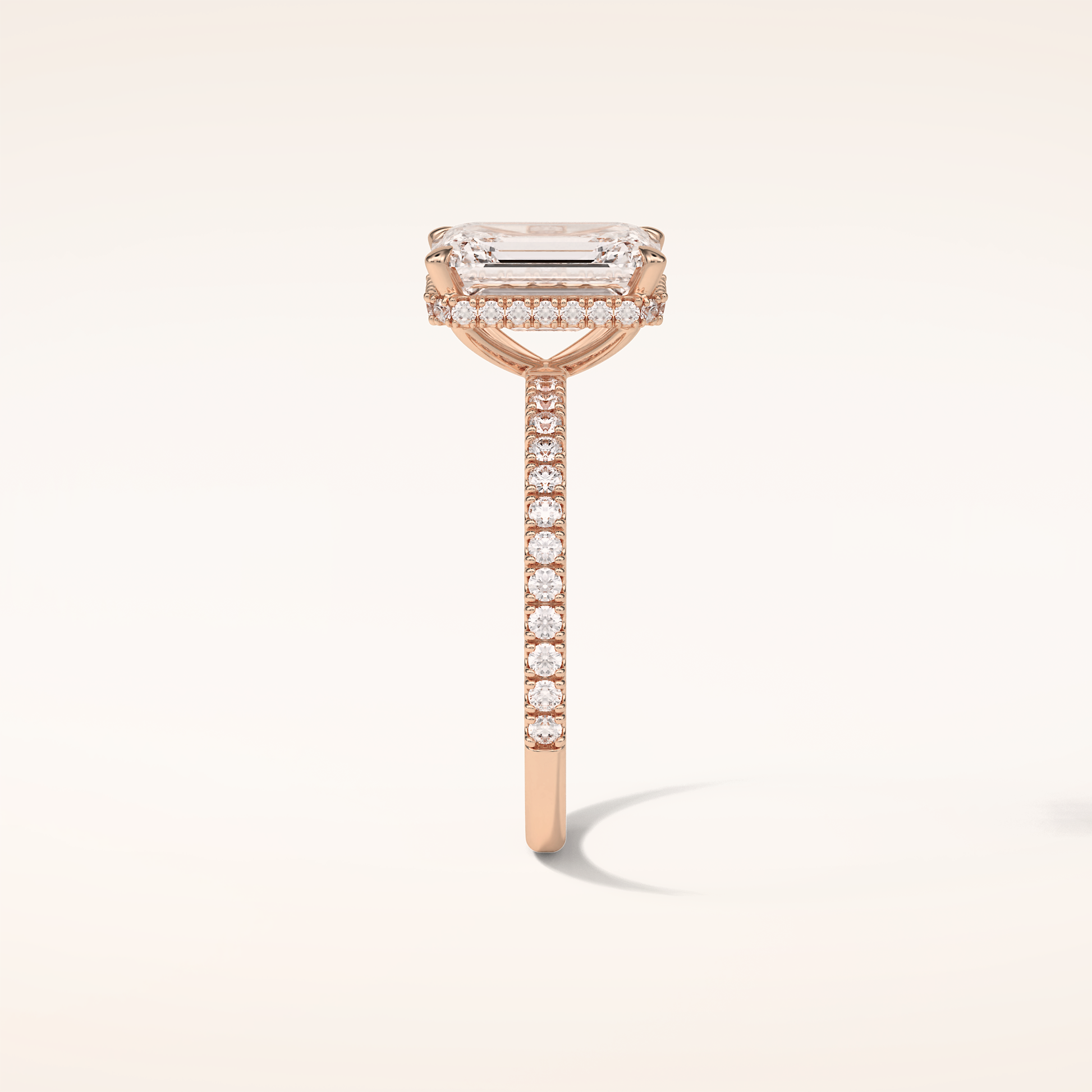 2.30 CT Emerald Shaped Pave Moissanite Engagement Ring