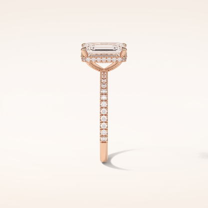 2.30 CT Emerald Shaped Pave Moissanite Engagement Ring