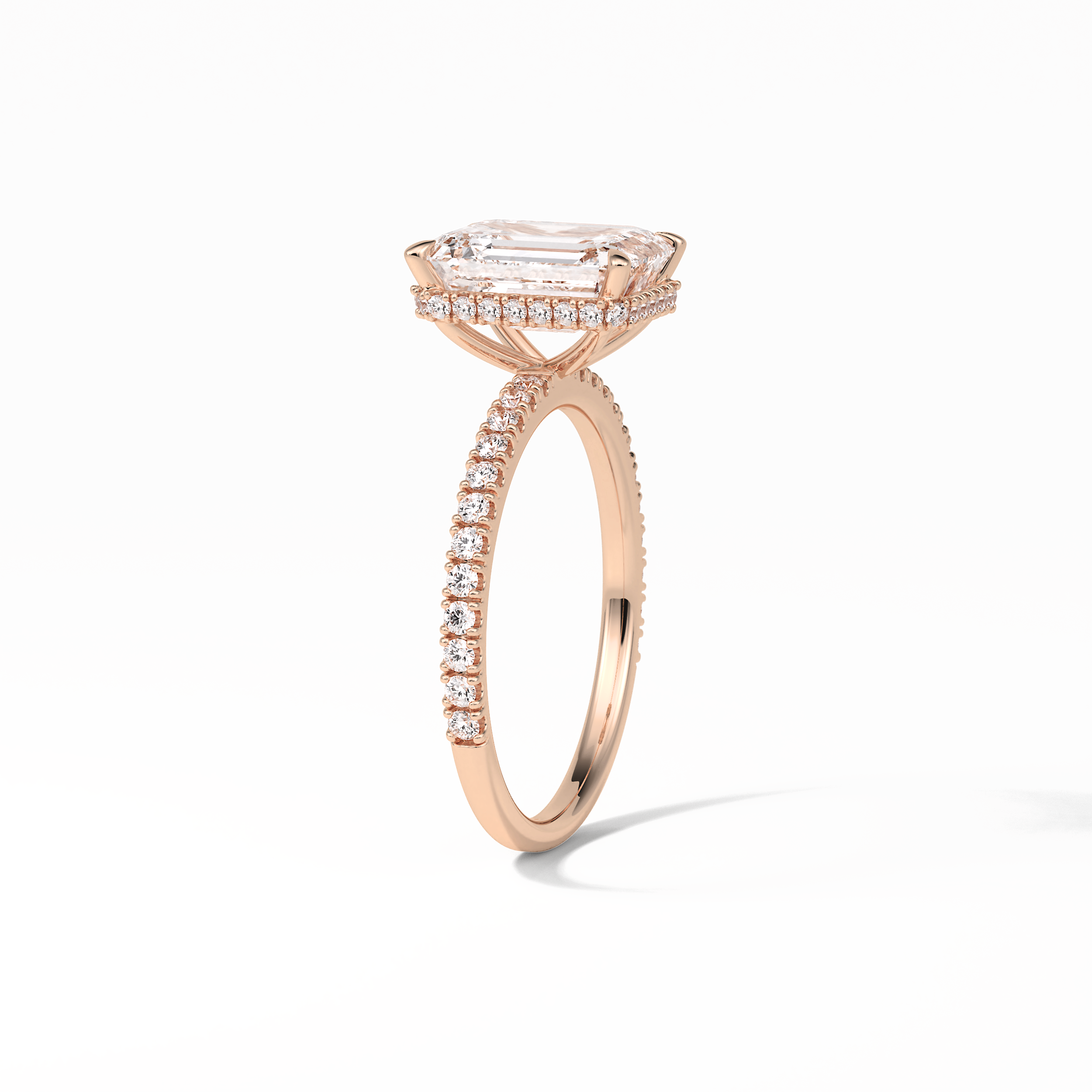 Emerald Hidden Halo & Pave Lab Grown Diamond Engagement Ring