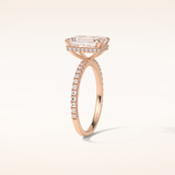 2.30 CT Emerald Shaped Pave Moissanite Engagement Ring