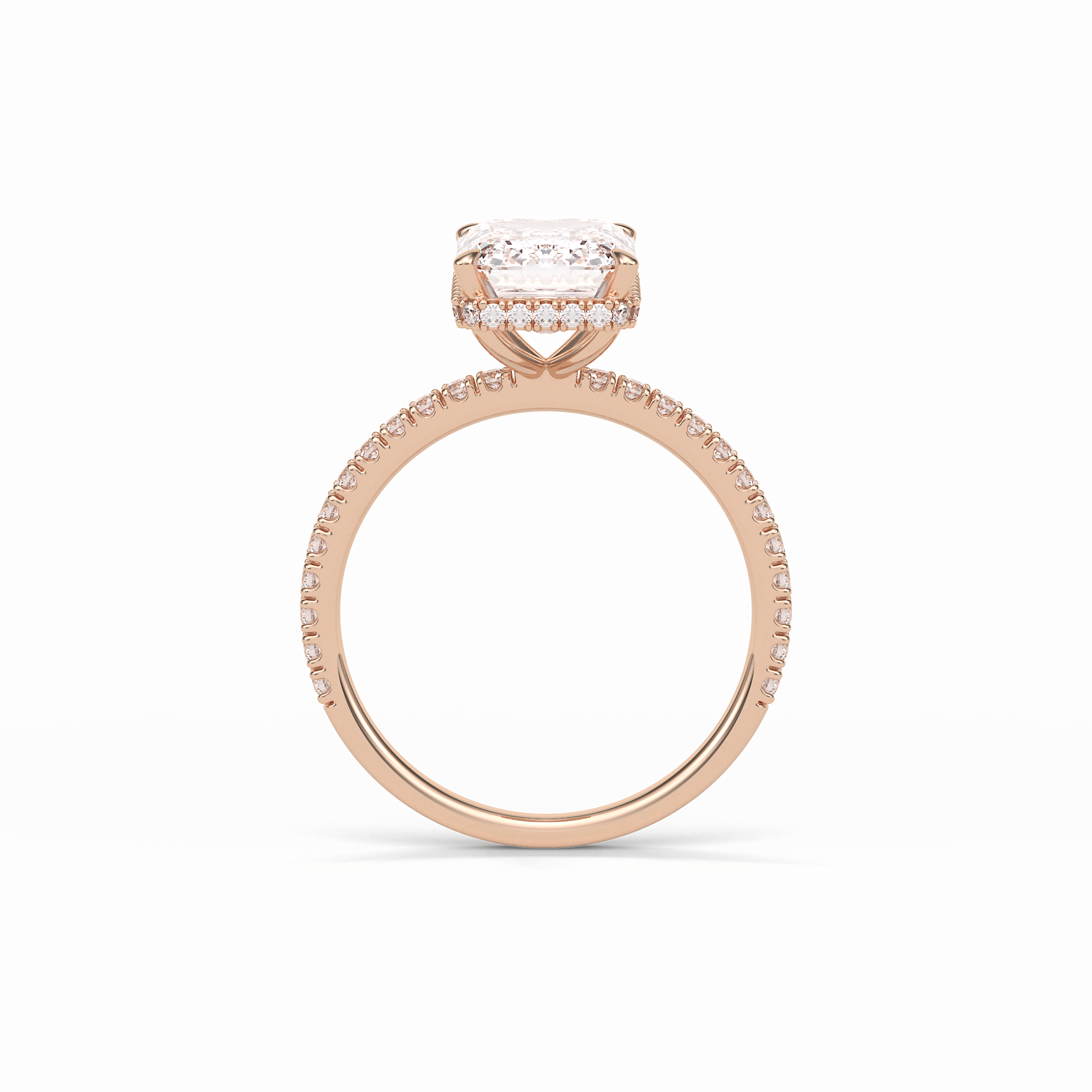 Emerald Hidden Halo & Pave Lab Grown Diamond Engagement Ring