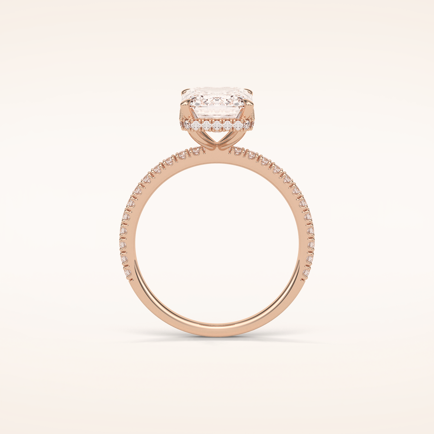 2.30 CT Emerald Shaped Pave Moissanite Engagement Ring