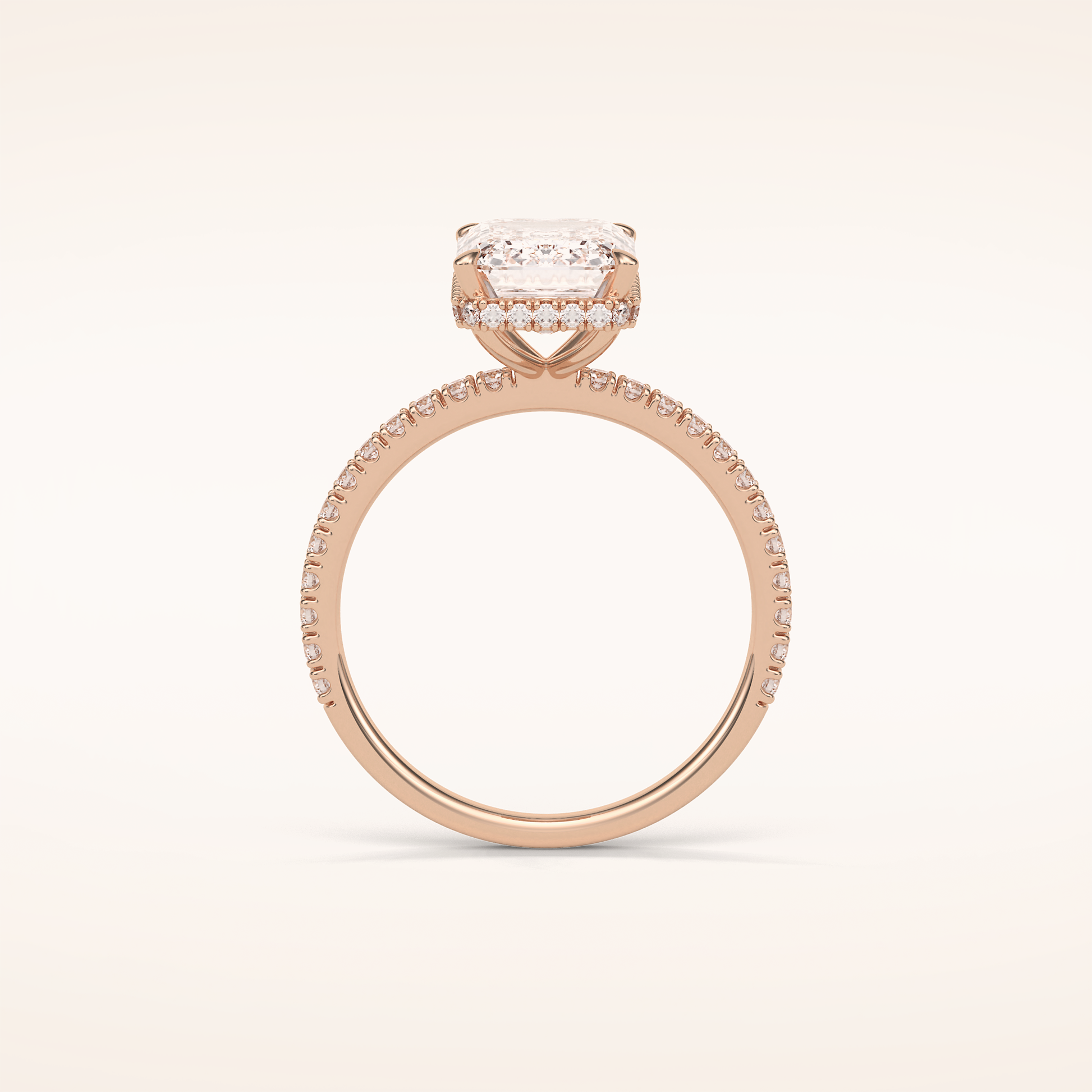 2.30 CT Emerald Shaped Pave Moissanite Engagement Ring