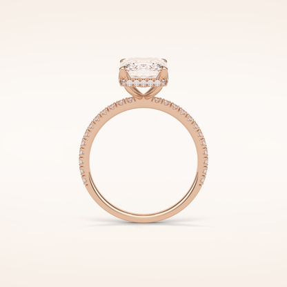 2.30 CT Emerald Shaped Pave Moissanite Engagement Ring