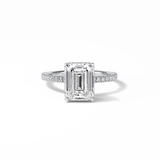 Emerald Hidden Halo & Pave Lab Grown Diamond Engagement Ring