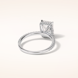 2.30 CT Emerald Shaped Pave Moissanite Engagement Ring
