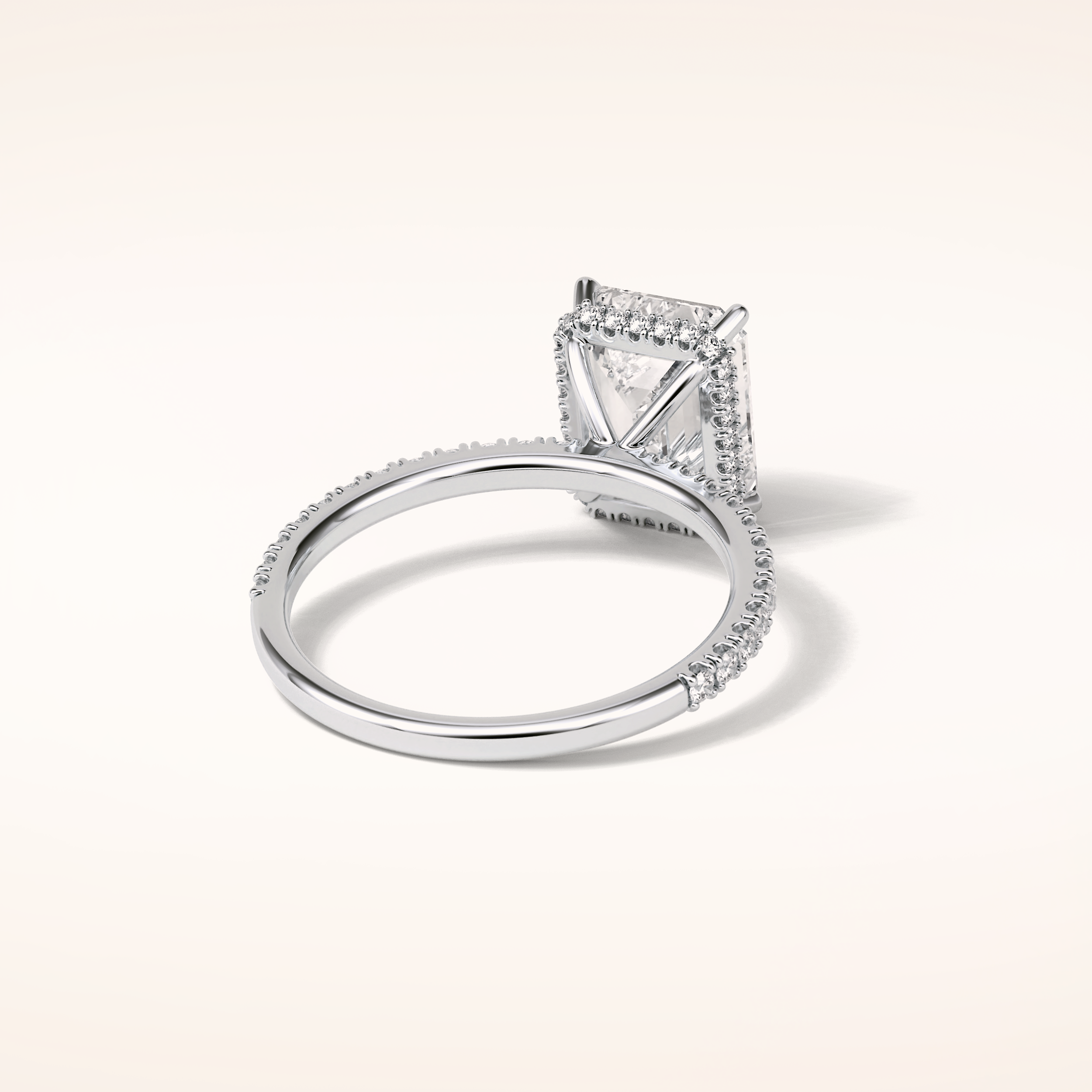 2.30 CT Emerald Shaped Pave Moissanite Engagement Ring