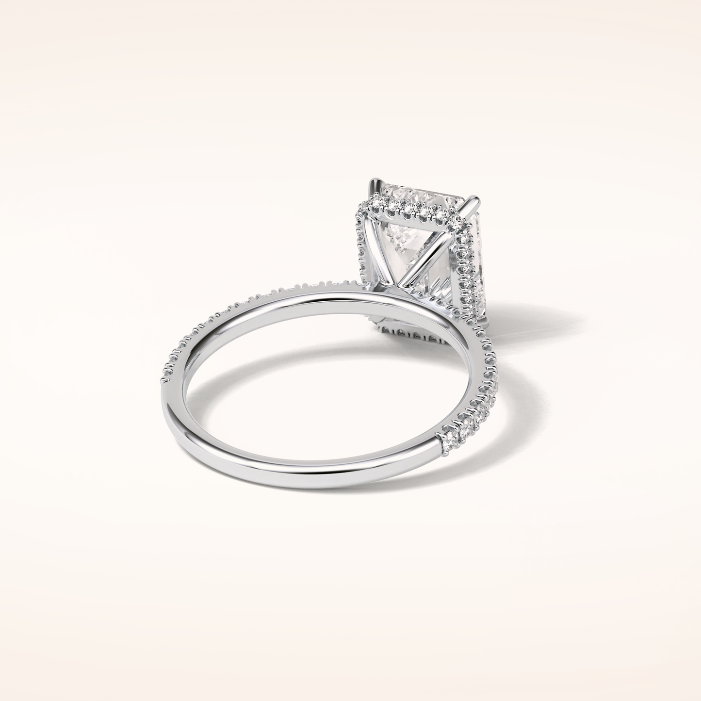 2.30 CT Emerald Shaped Pave Moissanite Engagement Ring