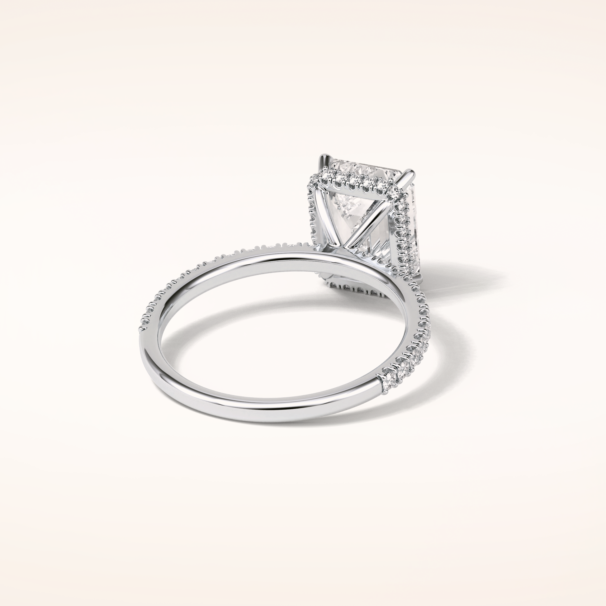 2.30 CT Emerald Shaped Pave Moissanite Engagement Ring